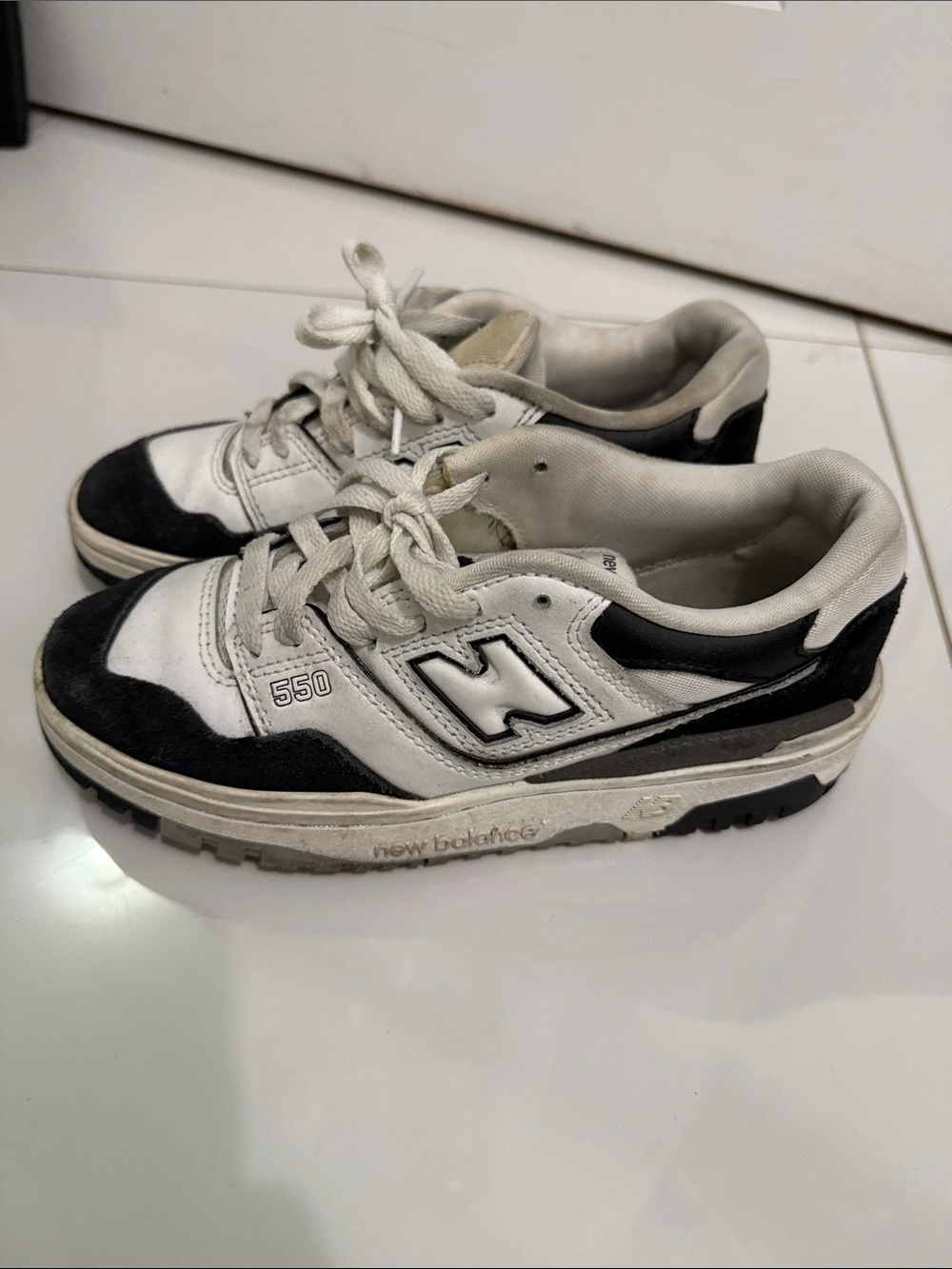 New Balance Kids 550 Sneakers in White and Black